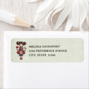 Girl with A Frog Doll Cute Whimsical Label