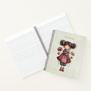 Girl with A Frog Doll Cute Whimsical Notebook
