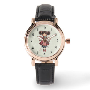 Girl with A Frog Doll Cute Whimsical Watch