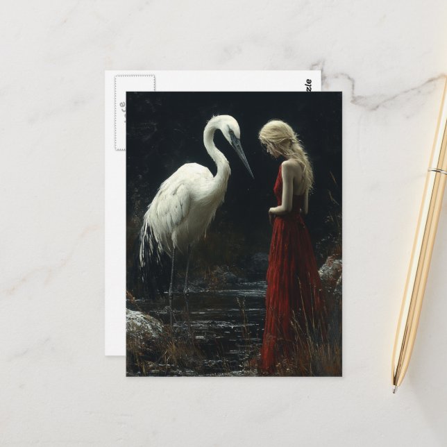 Girl With a Giant White Bird Postcard (Front/Back In Situ)