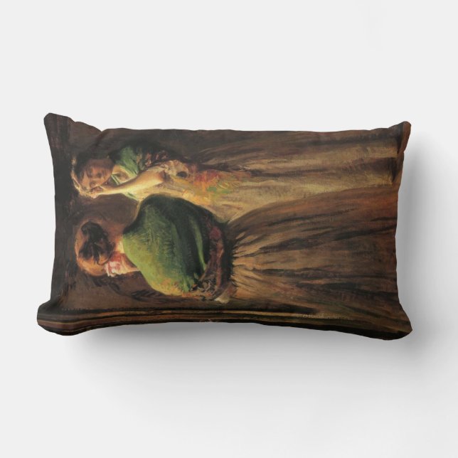 Girl With a Green Shawl (by Joseph DeCamp) Lumbar Pillow (Front)
