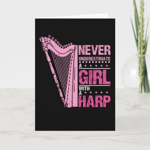 Girl With A Harp Card