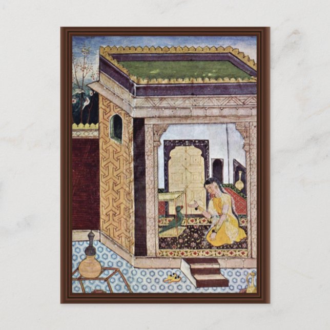 Girl With A Parrot By Indischer Maler Um 1580 (Bes Postcard (Front)