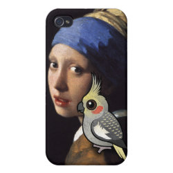 Girl with a Pearl Cockatiel Case Savvy iPhone 4 Matte Finish Case