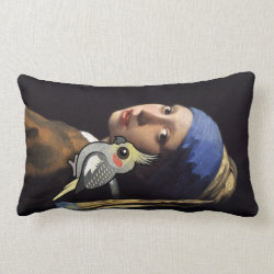 Girl with a Pearl Cockatiel Throw Pillow Lumbar 13