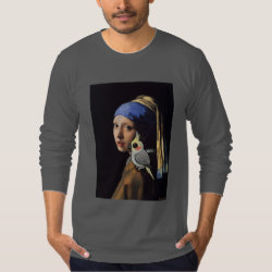 Girl with a Pearl Cockatiel Men's American Apparel Fine Jersey Long Sleeve T-Shirt