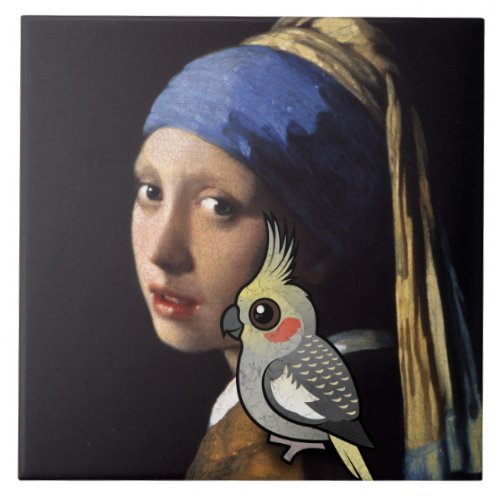 Girl with a Pearl Cockatiel Tile