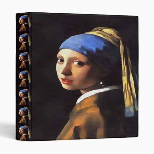 Girl with a Pearl Earring After Johannes Vermeer 3 Ring Binder