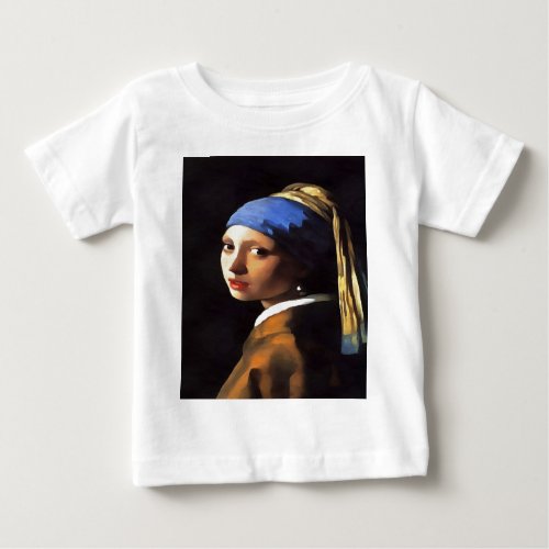 Girl with a Pearl Earring After Johannes Vermeer Baby T_Shirt
