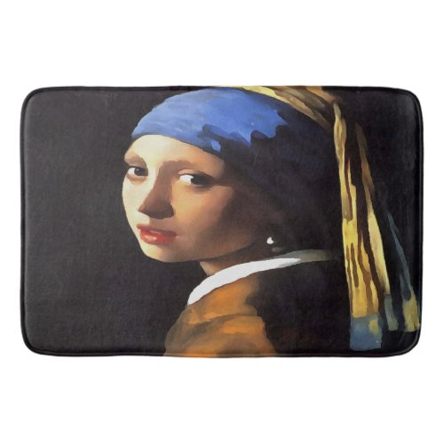 Girl with a Pearl Earring After Johannes Vermeer Bath Mat