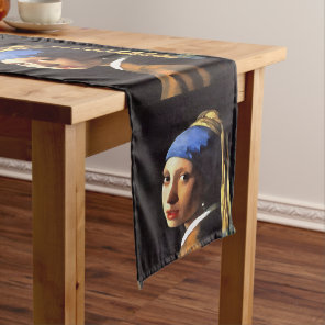 Girl with a Pearl Earring After Johannes Vermeer Short Table Runner