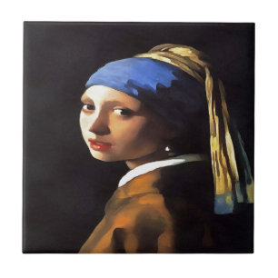 Girl with a Pearl Earring After Johannes Vermeer Tile