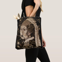 Girl with a pearl earring, button mosaic art.