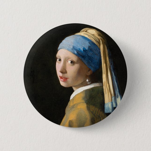 Girl with a Pearl Earring by Johannes Vermeer Button (Front)