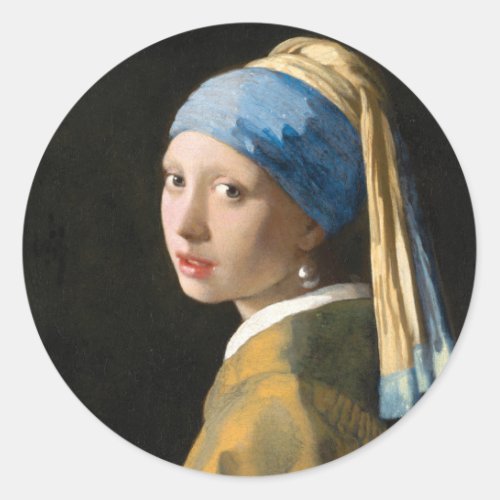 Girl with a Pearl Earring by Johannes Vermeer Classic Round Sticker