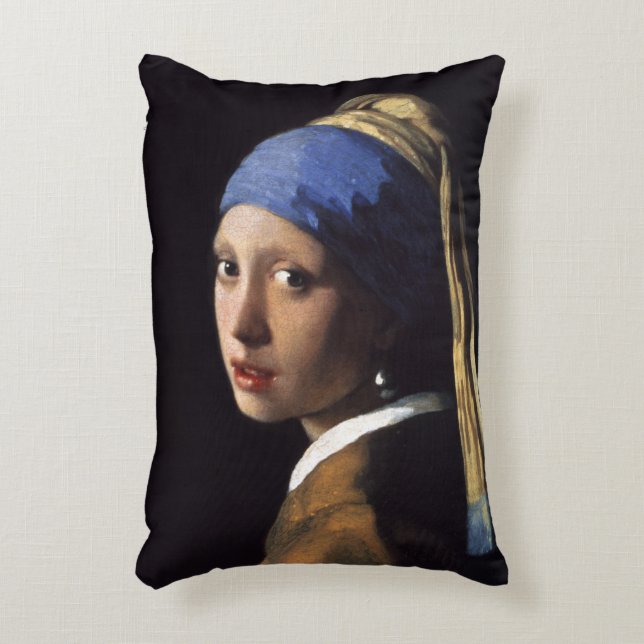 Girl With A Pearl Earring by Johannes Vermeer Decorative Pillow (Front(Vertical))