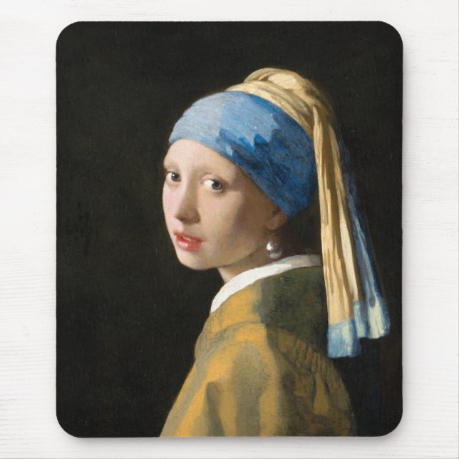 Girl with a Pearl Earring by Johannes Vermeer Mouse Pad (Front)