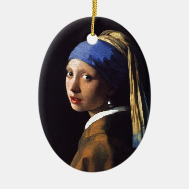 Girl with a Pearl Earring, By Vermeer Ceramic Ornament (Front)