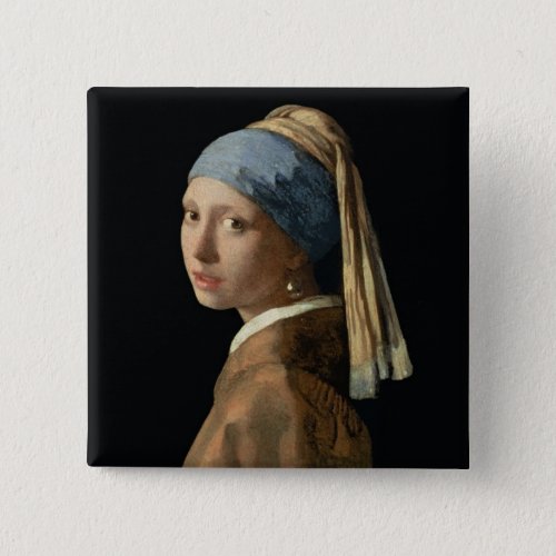 Girl with a Pearl Earring c1665_6 oil on canvas Pinback Button