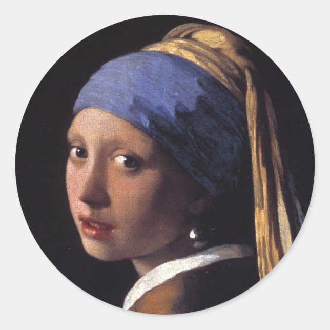 Girl with a Pearl Earring Classic Round Sticker (Front)