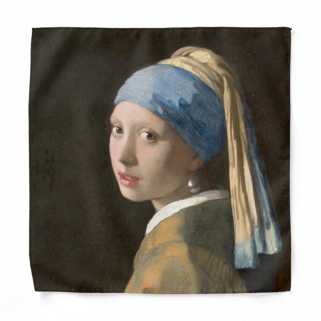 Girl with a Pearl Earring-Johannes Vermeer Art  Bandana (Front)