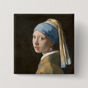 Girl with a Pearl Earring-Johannes Vermeer Art Button