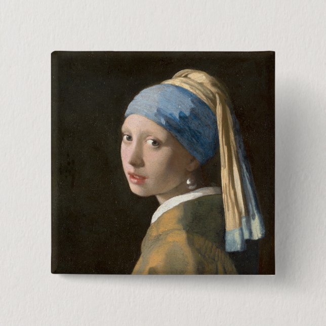 Girl with a Pearl Earring-Johannes Vermeer Art Button (Front)