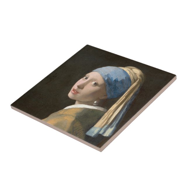 Girl with a Pearl Earring-Johannes Vermeer Art Ceramic Tile (Side)