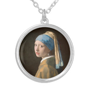 Girl with a Pearl Earring, Johannes Vermeer Silver Plated Necklace