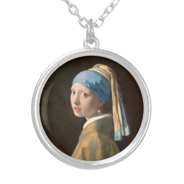 Girl with a Pearl Earring, Johannes Vermeer Silver Plated Necklace (Front)