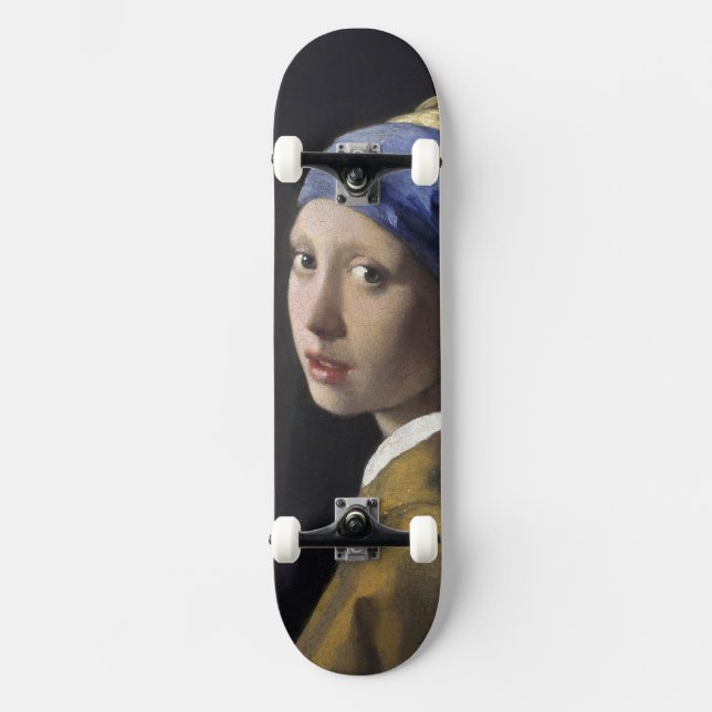 Girl with a Pearl Earring Johannes Vermeer Skateboard Deck (Front)
