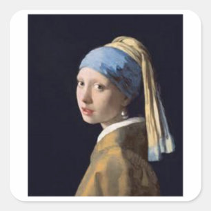 Girl with a pearl earring - Johannes Vermeer Square Sticker
