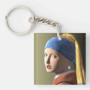 Girl with a pearl earring keychain