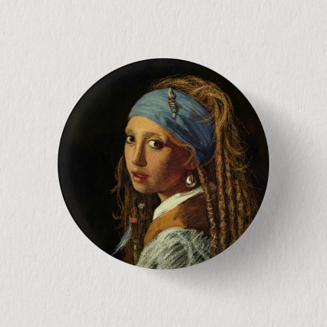 Girl with a pearl earring parody button (Front)