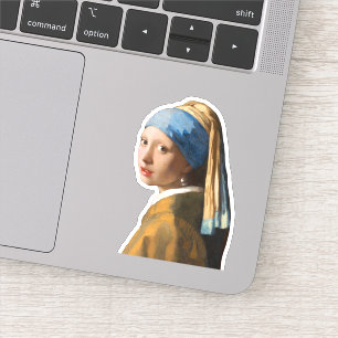 Girl with a Pearl Earring Portrait Painting Sticker