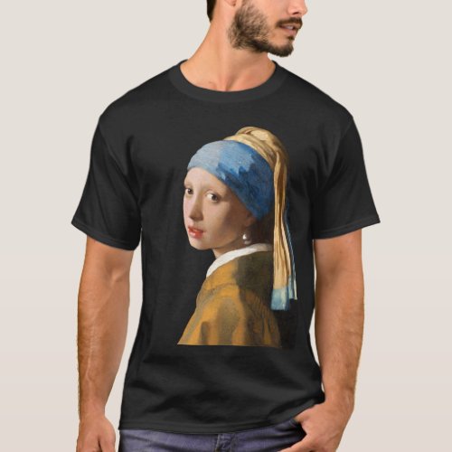 Girl with a Pearl Earring Portrait Painting T_Shirt