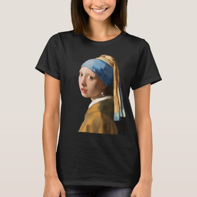 Girl with a Pearl Earring Portrait Painting T-Shirt (Front)