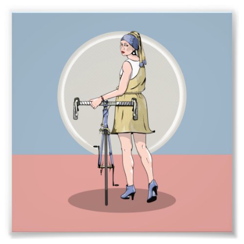 Girl with a pearl earring road bike photo print