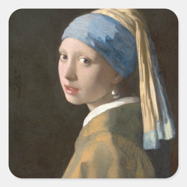 Girl with a Pearl Earring Square Sticker (Front)