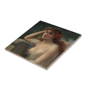 Girl with a Poppy Tile