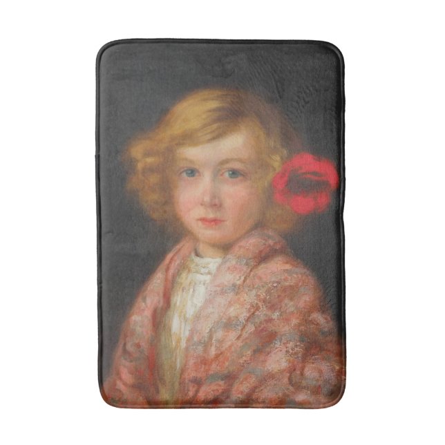 Girl With a Red Flower in Her Hair Bath Mat (Front Vertical)