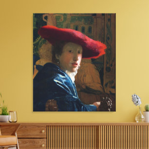 Girl With a Red Hat, famous painting Canvas Print