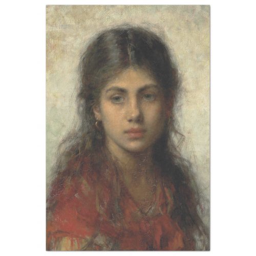 Girl With a Red Shawl by Alexei Harlamoff Tissue Paper
