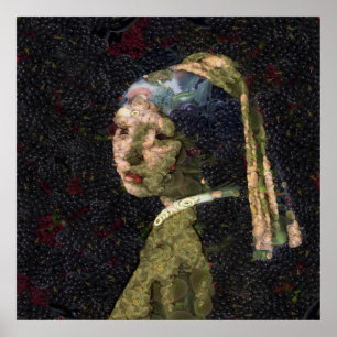 Girl With A Strawberry Earring Fine Art Spoof Poster