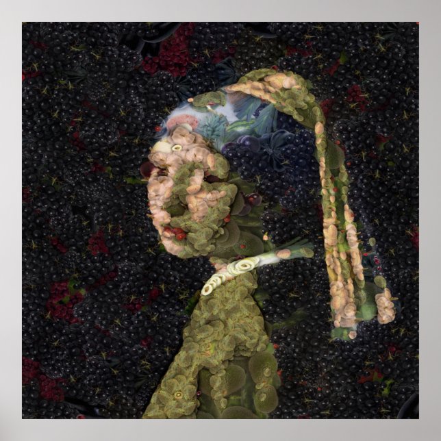 Girl With A Strawberry Earring Fine Art Spoof  Poster (Front)