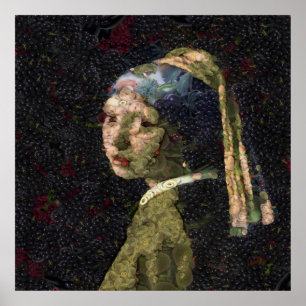 Girl With A Strawberry Earring Fine Art Spoof  Poster