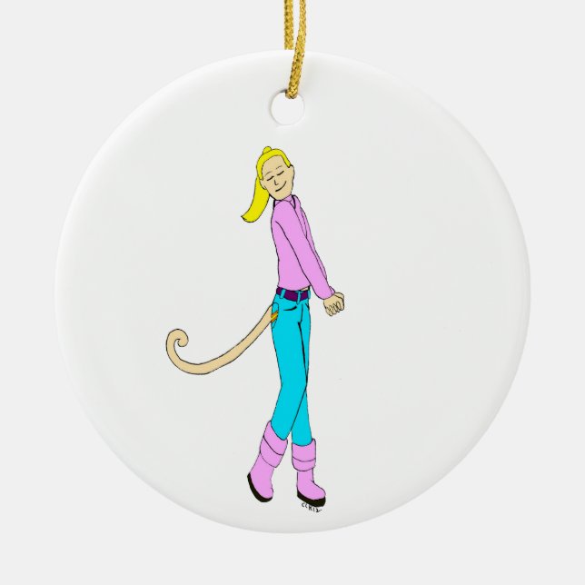 girl with a tail   ceramic ornament (Front)
