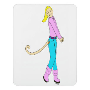 girl with a tail   door sign