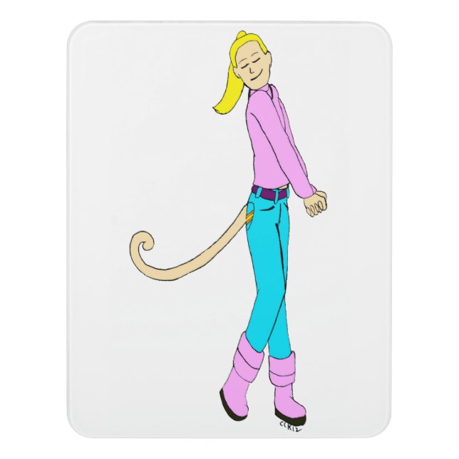 girl with a tail   door sign (Contemporary Vert)