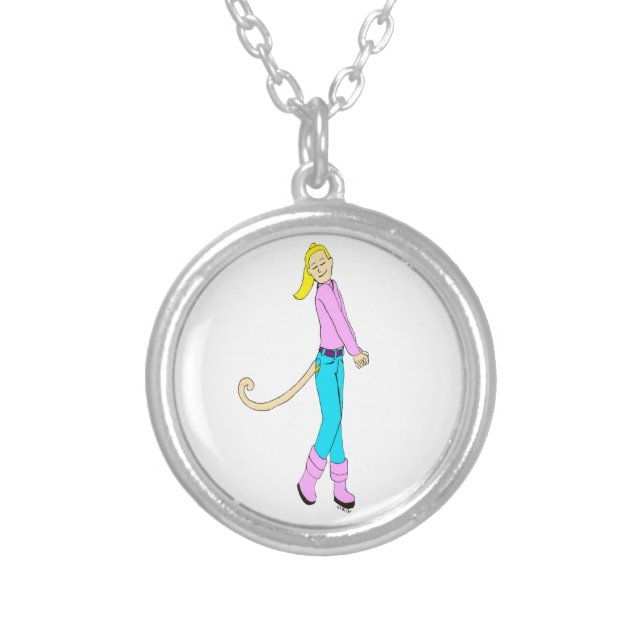 girl with a tail   silver plated necklace (Front)